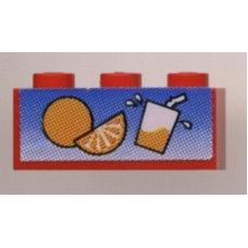 Part 3622pb009 Red Brick 1 x 3 with Orange and Juice Glass Pattern (Sticker) - Set 6561